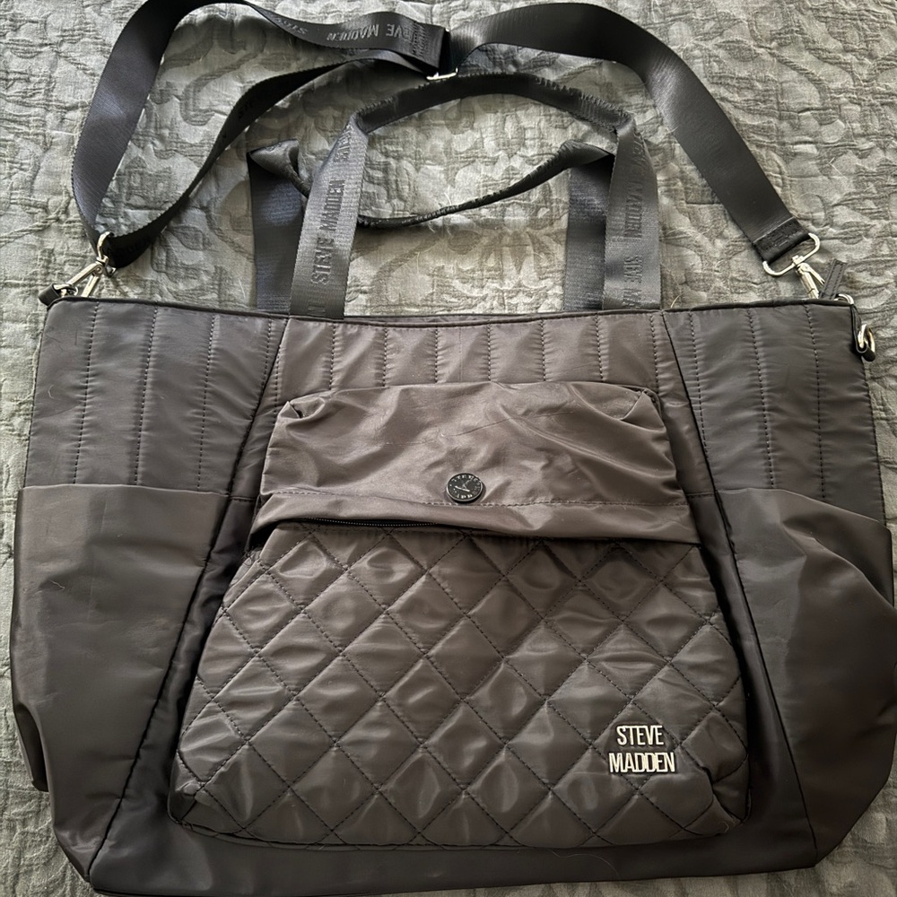 Steve Madden Black Quilted Tote
